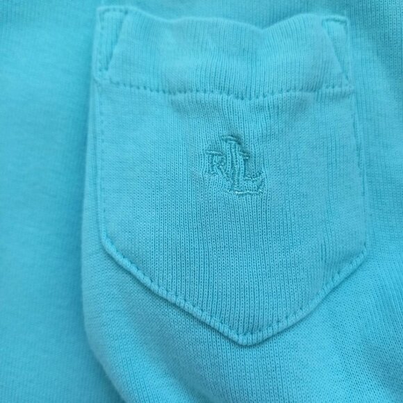 Lauren Ralph Lauren Aqua Blue Women's Top - Long Sleeve Crewneck Tee, Size M - Picture 4 of 8